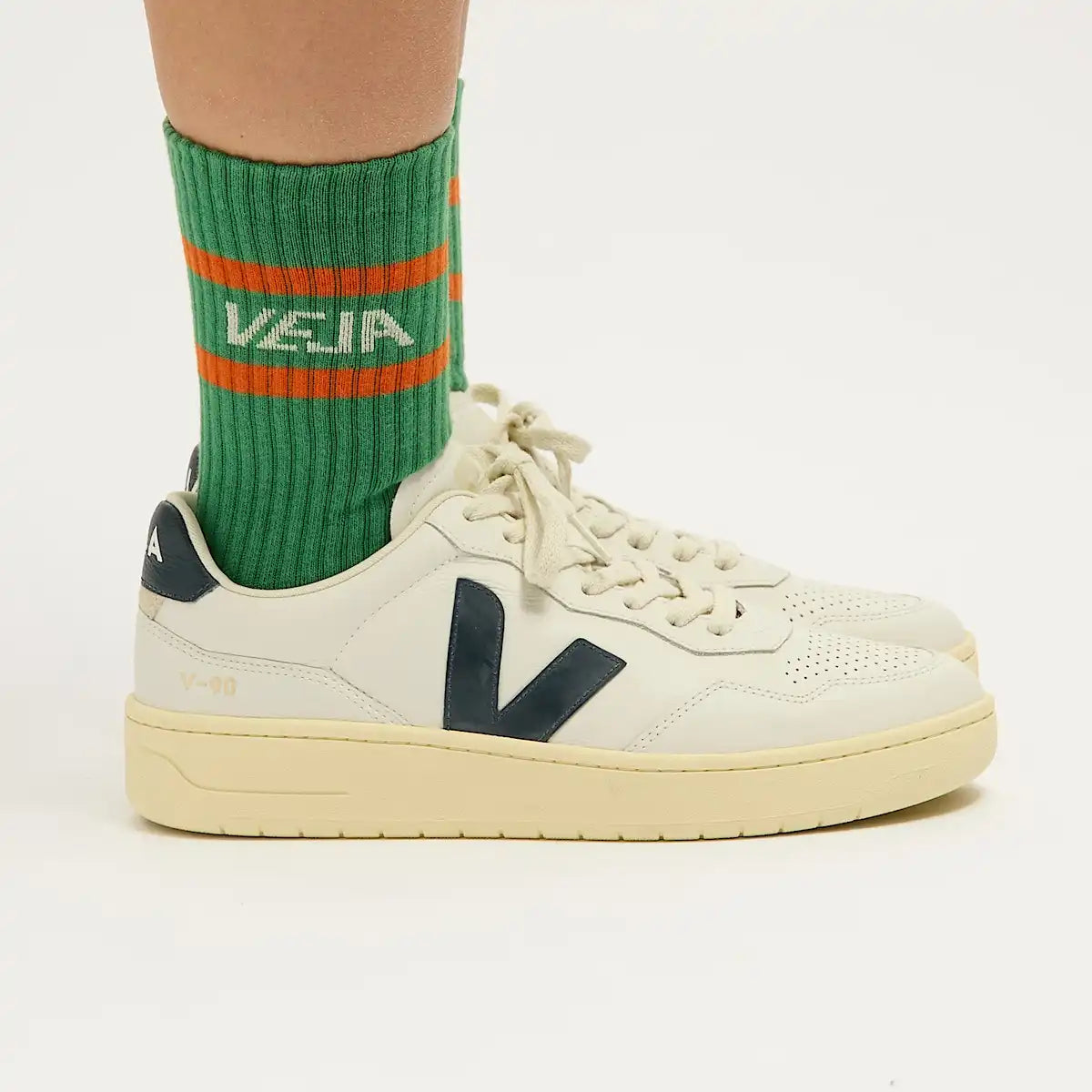 ICONIC SOCKS COTTON GREEN WHITE ORANGE